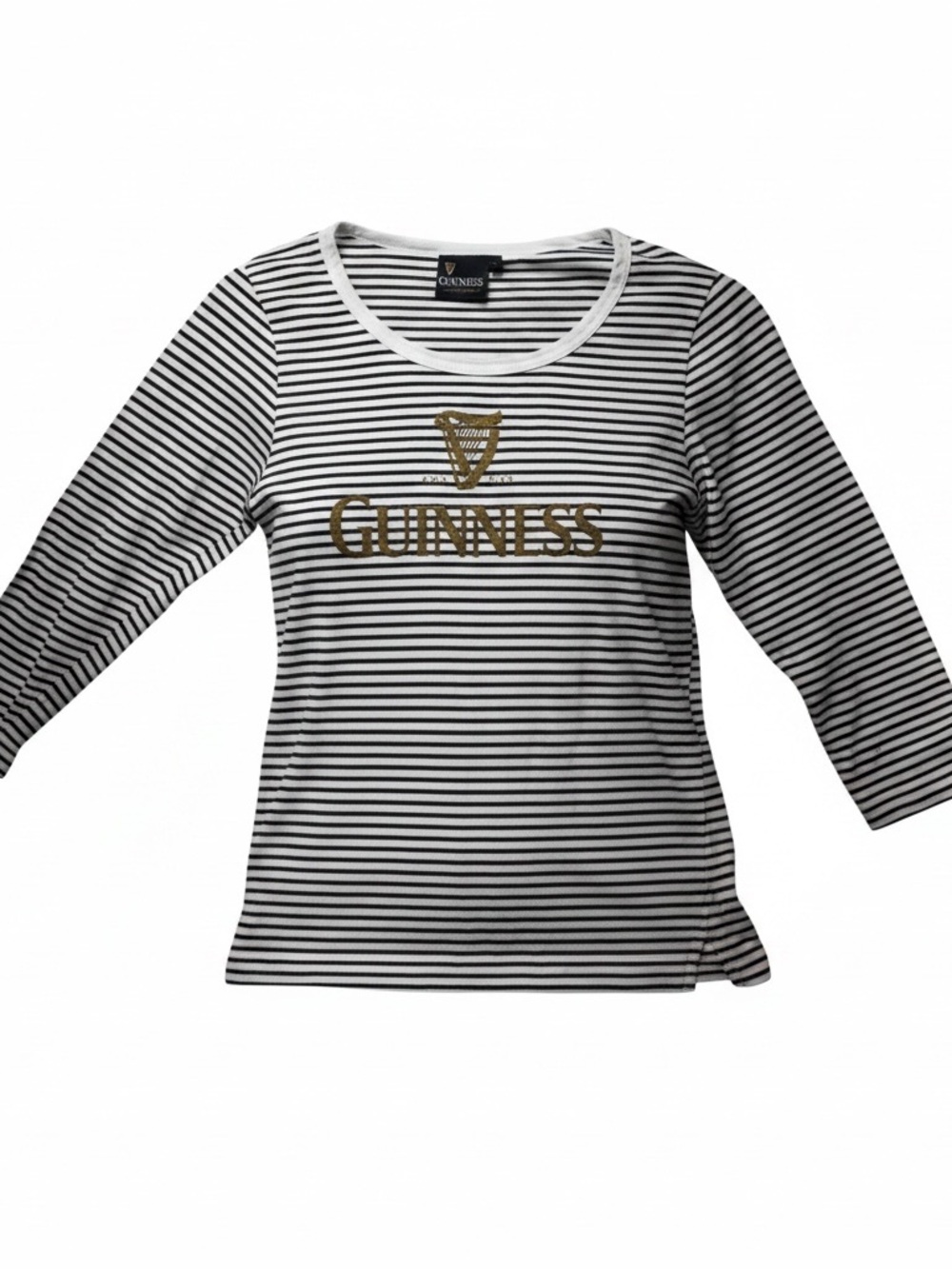 Guinness Black & White Striped Long Sleeve Logo Tee